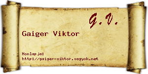 Gaiger Viktor névjegykártya